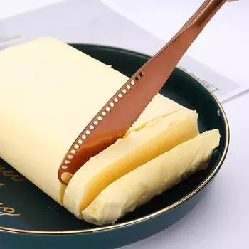 430 Stainless Steel Butter Knife with Perforated Cheese Butter Knife Household Baking Cream Dessert Jam Knife серебряный