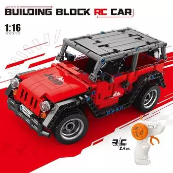 448pcs RC Car DIY Red Off road vehicle Speed Building Blocks Car Toy Assembly Technic Brick Model for Kids Birthday Gift красный
