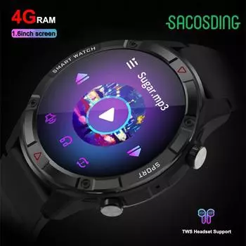 454*454 Экран Смарт-часы Всегда Отображают Время Bluetooth Вызов Локальная Музыка Смарт-часы Для Мужчин Huawei Xiaomi Телефон 4GB Memory