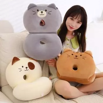 45*32 см Kawaii многофункциональная подушка для кошек, плюшевая игрушка, милый котенок, диван, подушка для стула, офисная подушка для сна, куклы, хороший рождественский подарок 45*32cm серый