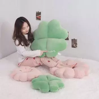 45/65 см декоративная подушка с четырьмя листочками клевера SakuraPlush, ультрамягкая плюшевая подушка для сиденья, цветочный коврик для дивана, декор для дома и автомобиля 45cm