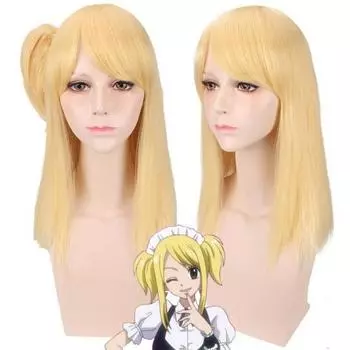 45 см аниме высокого качества аниме Fairy Tail Lucy Heartfilia длинный прямой костюм косплей парик для женщин парик из синтетических волос 45cm бежевый