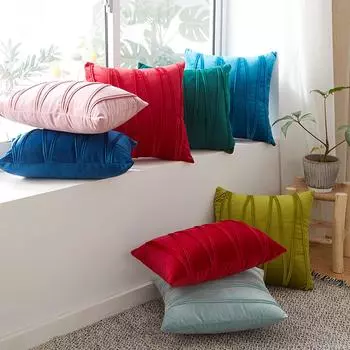 45x45 см современная квадратная подушка Shams с узором в виде линии сплошной цвет плюшевая наволочка невидимая застежка-молния чехол для диванной подушки украшение дома жёлтый