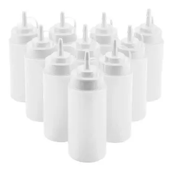 460ml 10pcs / Set Plastic Condiment Dispenser for Sauce Oil Cream Vineger (White) белый