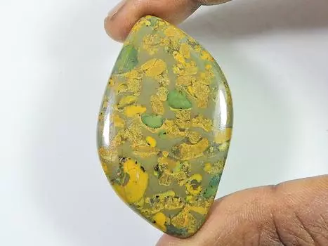 47Cts. НАТУРАЛЬНАЯ ФРУКТОВАЯ ЯШМА ЛЕЧЕБНЫЙ КАБОШОН РОССЫПНОЙ КАМЕНЬ 30X50X04 ММ SK-1052