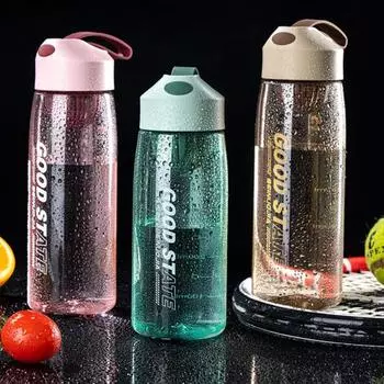 480 мл/550 мл бутылка с водой с винтовой крышкой, большая емкость, пластиковая прочная фляга с напоминанием для дома S розовый