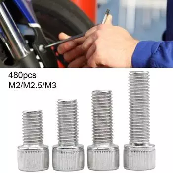 480 шт. M2/M2,5/M3, винты с шестигранной головкой из нержавеющей стали, болты, гайки, комплект для электроприборов 480P