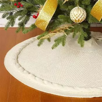 48-дюймовая юбка для рождественской елки, вязаная толстая, для украшения дома, рождественские украшения, красный вязаный фартук для рождественской елки Navidad 48 inch красный