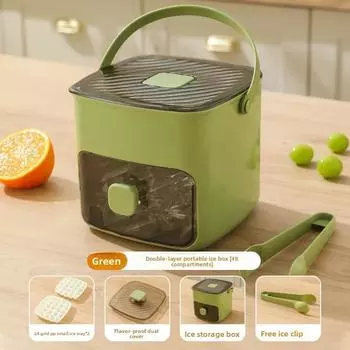 48 Grid Ice Cube Bucket Tray Reusable Refrigerator Ice Maker Mold One-touch Easy Release Homemade Ice Storage Box for Drinks