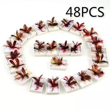 48 шт., сухая нахлыстовая приманка, крючок, форель, лосось, приманки, рыболовные снасти нахлыстом