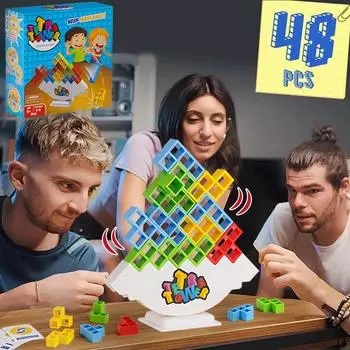48 шт. Tetra Tower, забавные балансирующие строительные блоки, настольная игра для детей, взрослых, друзей, команда общежития, семейная игра, ночь и вечеринка
