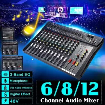48 В мощность 6/8/12-канальный микрофон цифровой звуковой микшерный усилитель консоль профессиональный караоке аудио микшер аудио USB 6 channel
