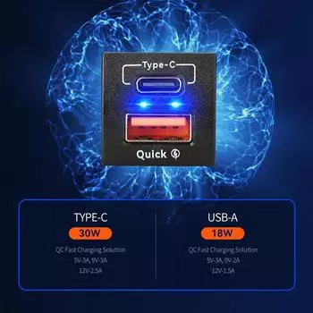 48 Вт быстрое зарядное устройство QC3.0 USB Type-C PD 12 В для Toyota Corolla автомобильные аксессуары для мобильных телефонов адаптер питания быстрая зарядка красный
