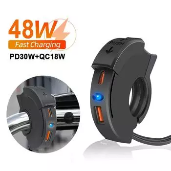 48 Вт PD QC3.0 USB быстрое зарядное устройство для мотоцикла руль водонепроницаемый разъем типа C с переключателем/светодиодной подсветкой