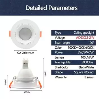 4-20pcs Energy Saving MR16 3W LED Spot light 12V 24V Ceiling Spotlights Warm light Angle Adjustable Rotating Indoor Lighting 4 pcs