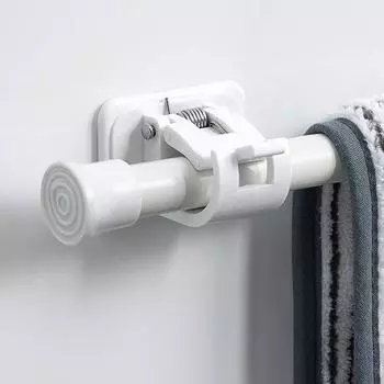 4/2Pcs Adjustable Curtain Rod Clip Wall Hooks Self Adhesive Shower Curtain Rod Hanging Holders Punch-free Bathroom Fixed Clamp