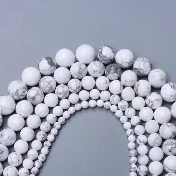 4/6/8/10/12 мм 60-20 шт. Белый Хаулит Бирюзовые бусины россыпью Круглые натуральные камни для изготовления ювелирных изделий DIY ожерелья Аксессуары Ювелирные изделия Аксессуары 4mm 60Pcs