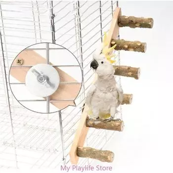 4/6/8 Steps Ladder Pet Interactive Bird Parrot Toy Ladder for Hamster Cage Grinding Climbing Toy Bird Accessories