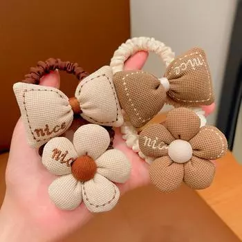 4/6 шт. новая повязка на голову с цветком молочно-кофейного цвета для маленькой девочки, чтобы завязывать волосы, не повреждая кожу головы