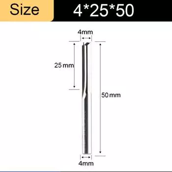 4/6mm Shank 2 Flute End Mill Tungsten Carbide CNC Router Bit Straight Slot Milling Cutter 4x25x50