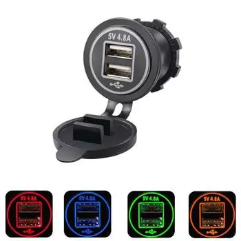 4.8A Dual USB зарядное устройство адаптер для быстрой зарядки адаптер питания водонепроницаемый для автомобиля мотоцикла грузовика RV лодки красный