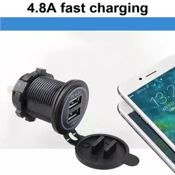 4.8A Dual USB зарядное устройство адаптер для быстрой зарядки адаптер питания водонепроницаемый для автомобиля мотоцикла грузовика RV лодки красный
