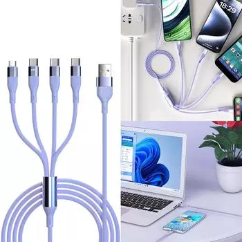 4,9 фута/150 см USB на 1x USB и 3x Type-C зарядный кабель TPE зарядный кабель для длительного использования