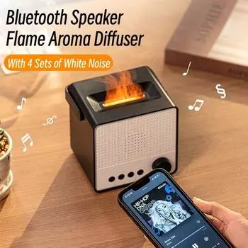 4 Белый Шум Арома Эфирное Масло Диффузор Пламя Лампа USB Зарядка Домашний Bluetooth Динамик Ультразвуковой Ароматерапия Увлажнитель Воздуха чёрный