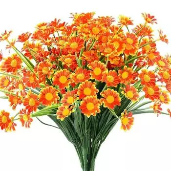 4 bundles Fake Daisy Garden Artificial Flower Home Decoration Autumn Faux оранжевый
