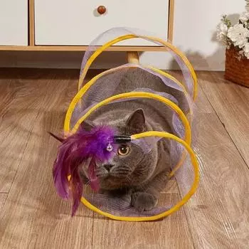 4 cat tunnel feather mouse cat toys that are not easy to deform and durable to play with foldable cat channels 20cm