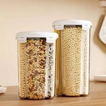 4-Compartment Cereal Grain Dispenser Large Capacity Food Storage Box Coffee S