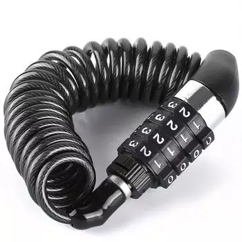4-Digit Combination Motorcycle Helmet Lock - Durable Aluminum Alloy, Portable Bike & Scooter Security Chain with PVC Coating чёрный