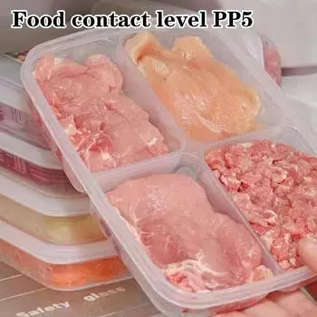 4 Grids Food Preservative Box Compartment Fruit Vegetable Storage Box Refrigerator Organizer Meat Onion Ginger Kitchen Tool