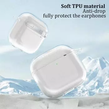 [4 in 1] Case For AirPods 4 with Active Noise Cancellation/2024 New AirPods 4 Case with Keychain & Lanyard Soft TPU Clear Case For AirPods 4