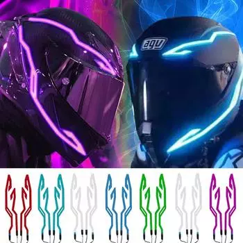 4-in-1 LED Cold Light Motorcycle Bike Helmet Strip EL Sticker Waterproof Warning Lights Motorcycle Night Riding Accessories