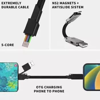 4 In 1 Multi Fast Charging Cable Keychain PD For Apple Lightning 27W Andriod Data Charging 60W U9S1 orange-4in1