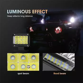 4 inch 57W Side Luminous Led Work Car Driving Lamp Offroad Light Bar Combo