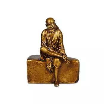 4 Inch Shirdi Sai Baba Idol for Car Dashboard and Home Decor, Antique Sai Baba Murti Statue, Spiritual God Showpiece for Puja Room,