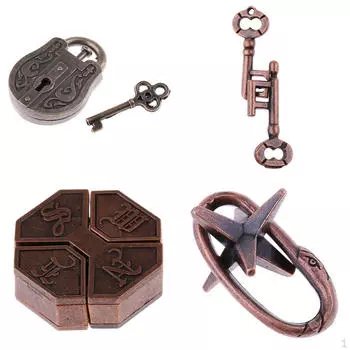 4 набора головоломок для интеллектуальных игр, проволочная головоломка, игрушка для теста IQ для детей и взрослых