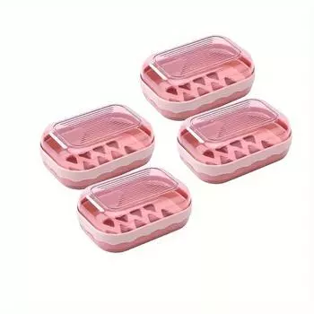 4 Packs Plastic Soap Holder Portable Travel Soap Container With Removable Drainers Leakproof Soap Box Soap Case With Cover Fo