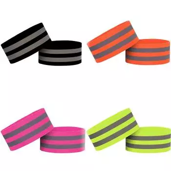 4 Pair Elastic Reflective Bands For Night Walking, Cycling, and Running