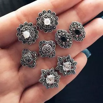 4 пары/компл. полые уникальные серьги-гвоздики с каменным цветком, массивные женские ювелирные изделия с геометрическим рисунком, подарки