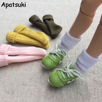 4 пары/лот, короткие носки ручной работы для куклы Блит 1:6, носки для куклы Барби, однотонные носки для куклы Блит Момоко OB Azone 1/6 разноцветный