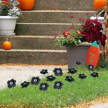 4 Pcs Artificial Rose Flower Heads Halloween Black Faux Silk Rose Realistic Spooky Eyeball красный