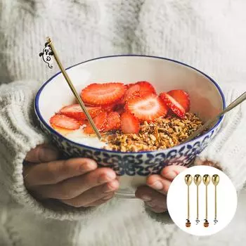 4 Pcs Espresso Spoons Ghost Halloween Coffee Bar Decor Scoops Cream Golden Home Tableware золотистый