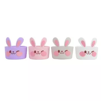 4 Pcs Silicone Bottle Boot Scratch Resistant Anti Slip Cute Bunny Silicone Protective Boot Bumper