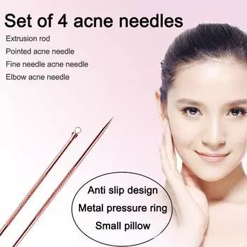 4-Piece Set Of Acne Removal Needles, Acne Needles, Blackhead Needles, Acne Picking Needles, And Acne Squeezing Tools Set