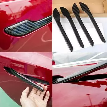 4 pieces carbon fiber door handle pads for tesla model 3 y