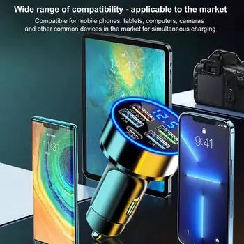 4 порта USB 250 Вт адаптер для быстрой зарядки автомобильное зарядное устройство прикуриватель Type C PD для iPhone Huawei Xiaomi Samsung автомобильное зарядное устройство для телефона