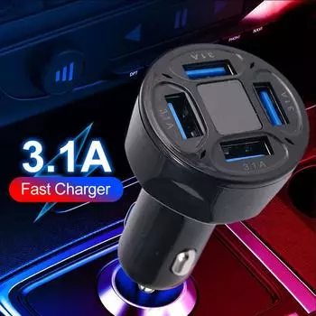 4 порта USB автомобильное зарядное устройство быстрая зарядка прикуривателя адаптер для iPhone 11 мобильный телефон зарядное устройство адаптер 3.1A белый
